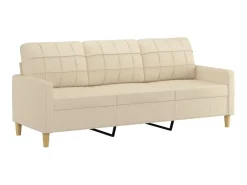 Sofá de 3 lugares com apoio de pés 180 cm tecido cor creme PT116663