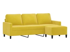 Sofá de 3 lugares com apoio de pés 180 cm veludo amarelo PT362726