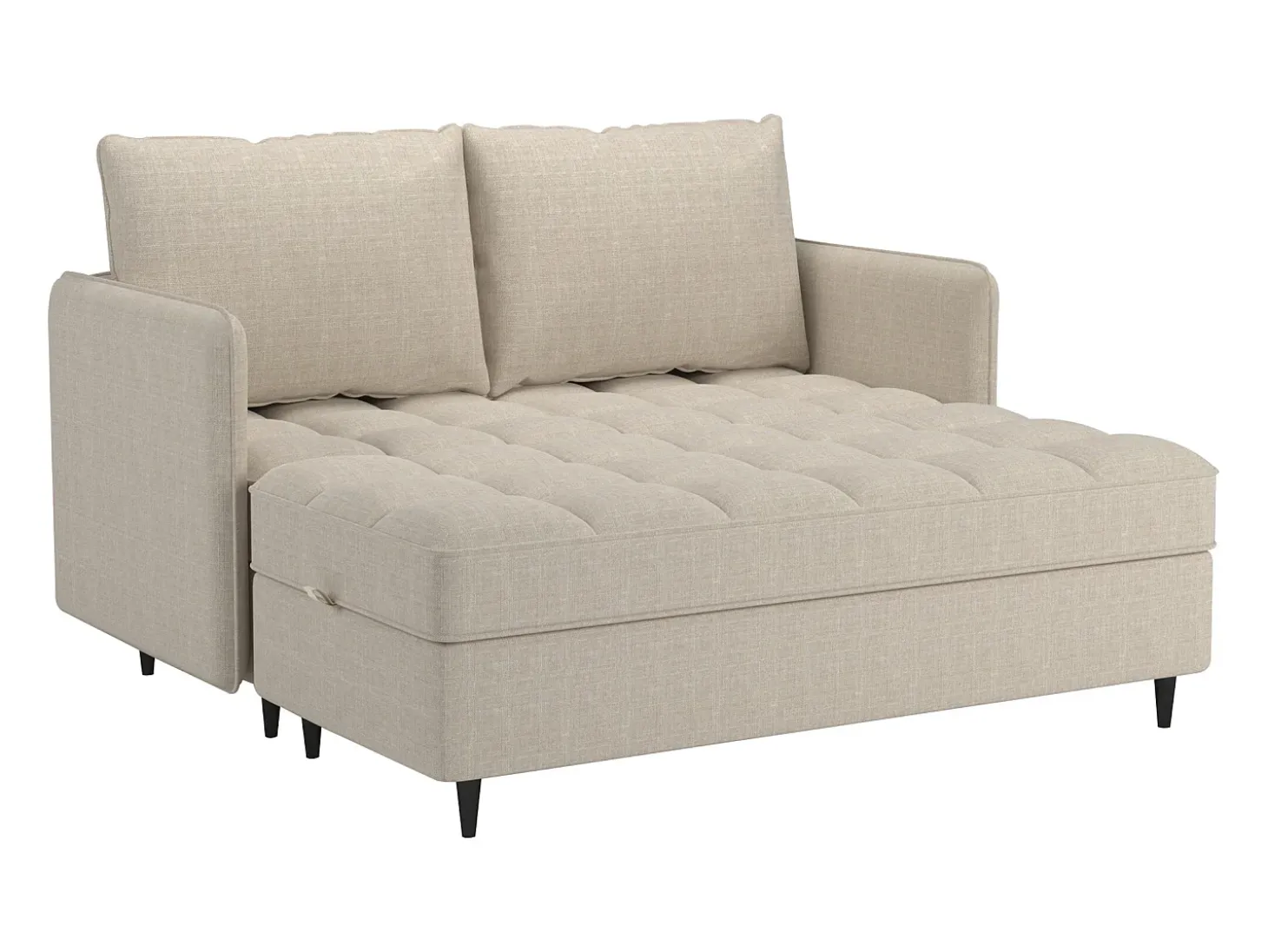 Sofá de 3 lugares com arrumação/chaise longue reversível em tecido crème