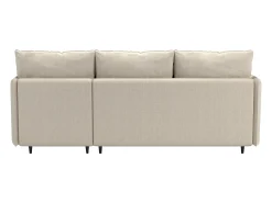 Sofá de 3 lugares com arrumação/chaise longue reversível em tecido crème