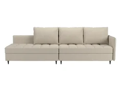 Sofá de 3 lugares com arrumação/chaise longue reversível em tecido crème