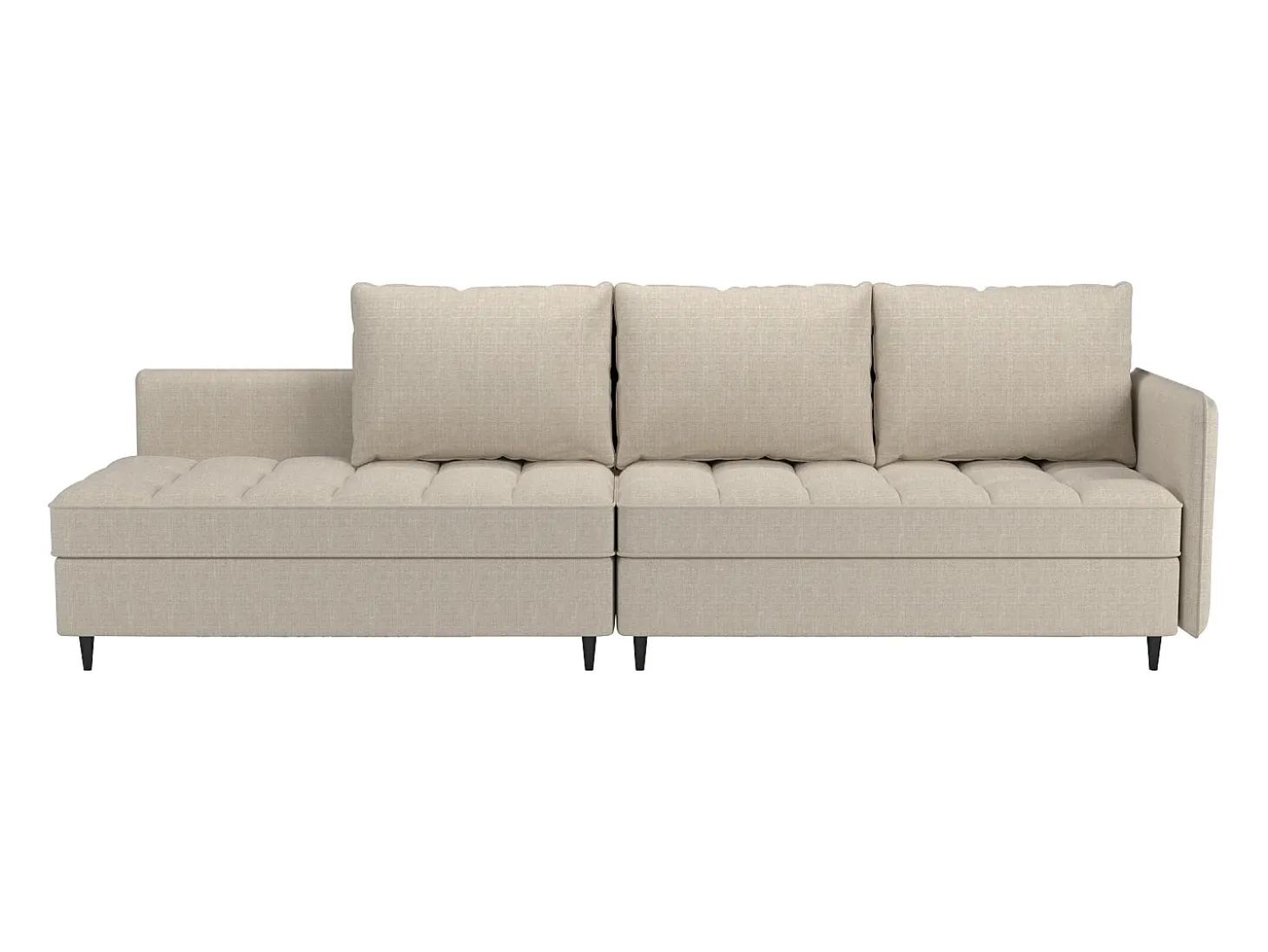 Sofá de 3 lugares com arrumação/chaise longue reversível em tecido crème