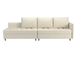 Sofá de 3 lugares com arrumação/chaise longue reversível em tecido crème