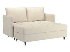 Sofá de 3 lugares com arrumação/chaise longue reversível em tecido crème
