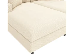 Sofá de 2 lugares com cama integrada - Entrada para telemóvel e porta USB - Veludo cotelê bege