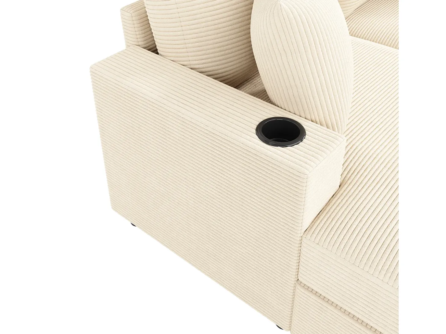 Sofá de 2 lugares com cama integrada - Entrada para telemóvel e porta USB - Veludo cotelê bege