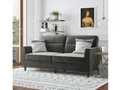 Sofá de 3 lugares com chaise longue em veludo preto