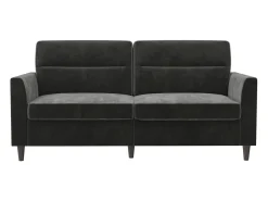 Sofá de 3 lugares com chaise longue em veludo preto