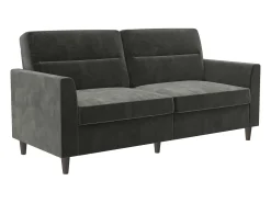 Sofá de 3 lugares com chaise longue em veludo preto