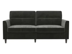 Sofá de 3 lugares com chaise longue em veludo preto