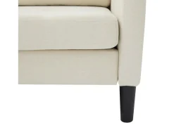 Sofá de 3 lugares com chaise longue – Sofá de canto com bolsos laterais – tecido de algodão e linho bege claro