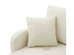 Sofá de 3 lugares com chaise longue – Sofá de canto com bolsos laterais – tecido de algodão e linho bege claro
