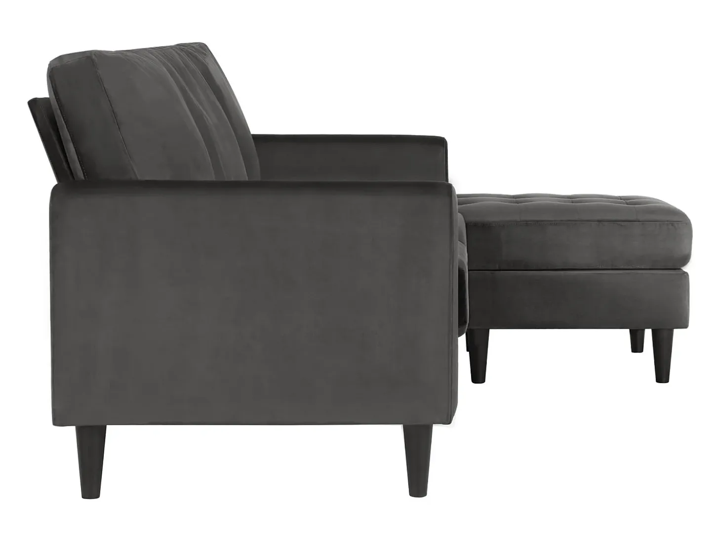 Sofá de 3 lugares com chaise longue em veludo cinzento