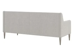 Sofá de 2 lugares com chaise longue em linho cinzento claro