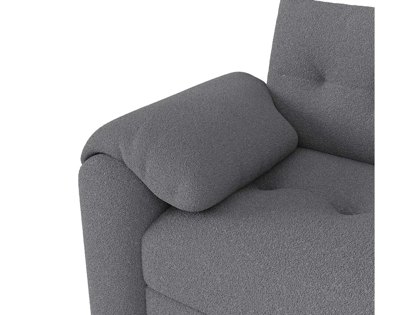 Sofá de 2 lugares com compartimentos de arrumação e mesa de apoio - Tecido Teddy cinzento