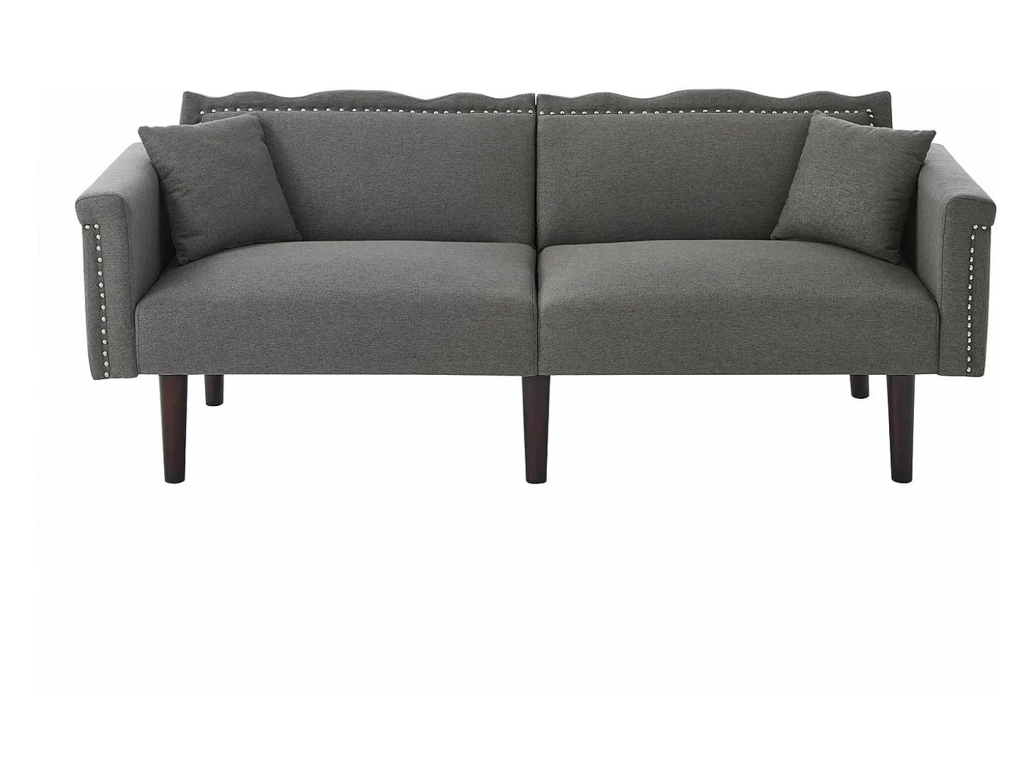Sofá de 2 lugares com encosto ajustável - 176 x 72 x 72 cm - Tecido de algodão-linho e pernas de metal - Cinza