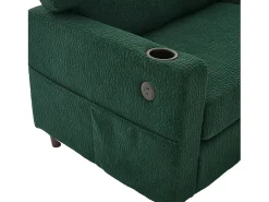 Sofá de 2 lugares com iluminação LED - Sofá reto com suporte para copos e bolsos laterais - chenille verde