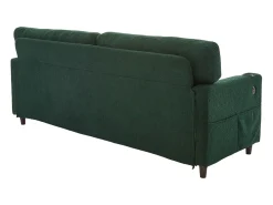 Sofá de 2 lugares com iluminação LED - Sofá reto com suporte para copos e bolsos laterais - chenille verde