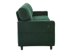 Sofá de 2 lugares com iluminação LED - Sofá reto com suporte para copos e bolsos laterais - chenille verde