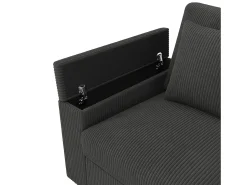 Sofá de 4 lugares com portas USB/Tipo C e espaço de arrumação - Veludo cotelê cinzento