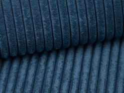 Sofá de 3 lugares conforto assento profundo em veludo canelado azul PINETA