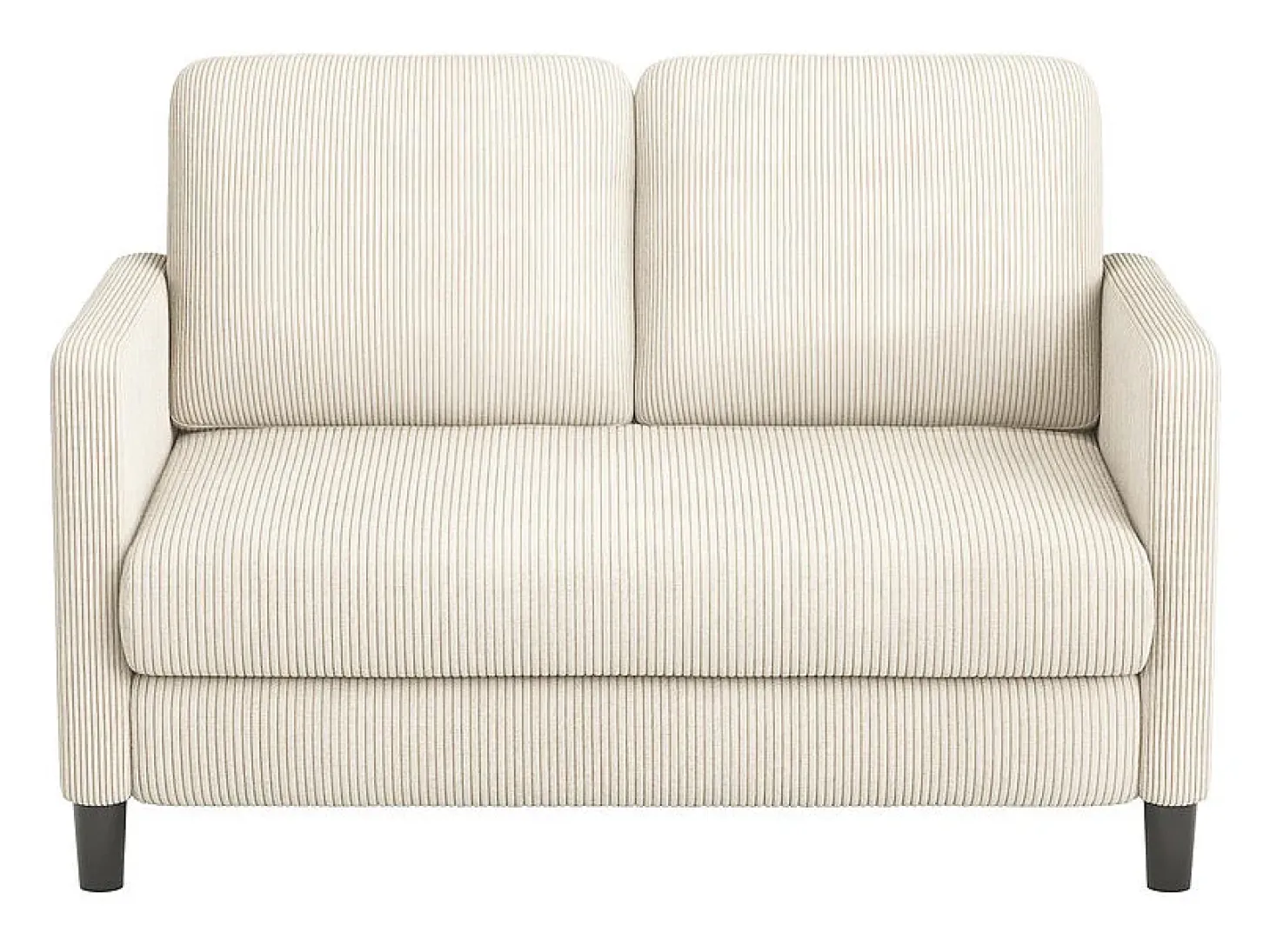 Sofá de 2 lugares confortável em veludo canelado Bege - 58cm profundidade do assento - carga máxima 300kg - 129x78x89cm