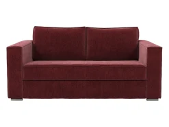 Sofá de 3 lugares conversível abertura rápida em tecido chenille bordeaux ripas largas -18cm LORETO