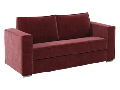 Sofá de 3 lugares conversível abertura rápida em tecido chenille bordeaux ripas largas -18cm LORETO