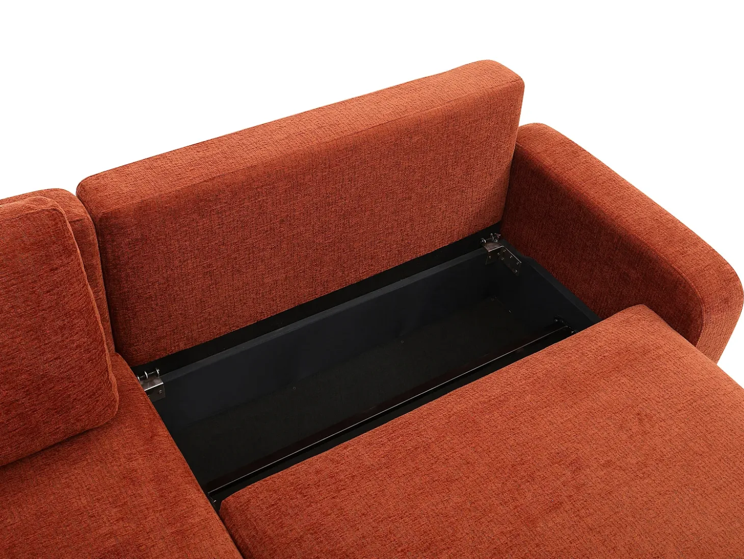 Sofá de 4 lugares conversível em tecido chenille terracota YOKIRA