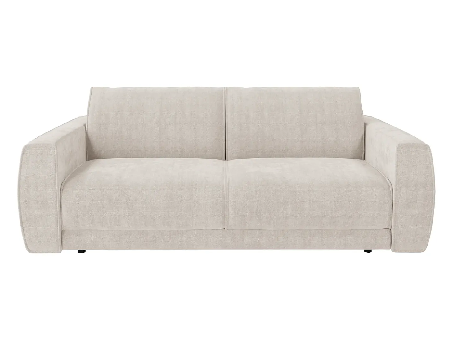 Sofá de 3 lugares conversível express em tecido chenille bege 140 cm colchão 13 cm VOMERA