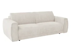 Sofá de 3 lugares conversível express em tecido chenille bege 140 cm colchão 13 cm VOMERA