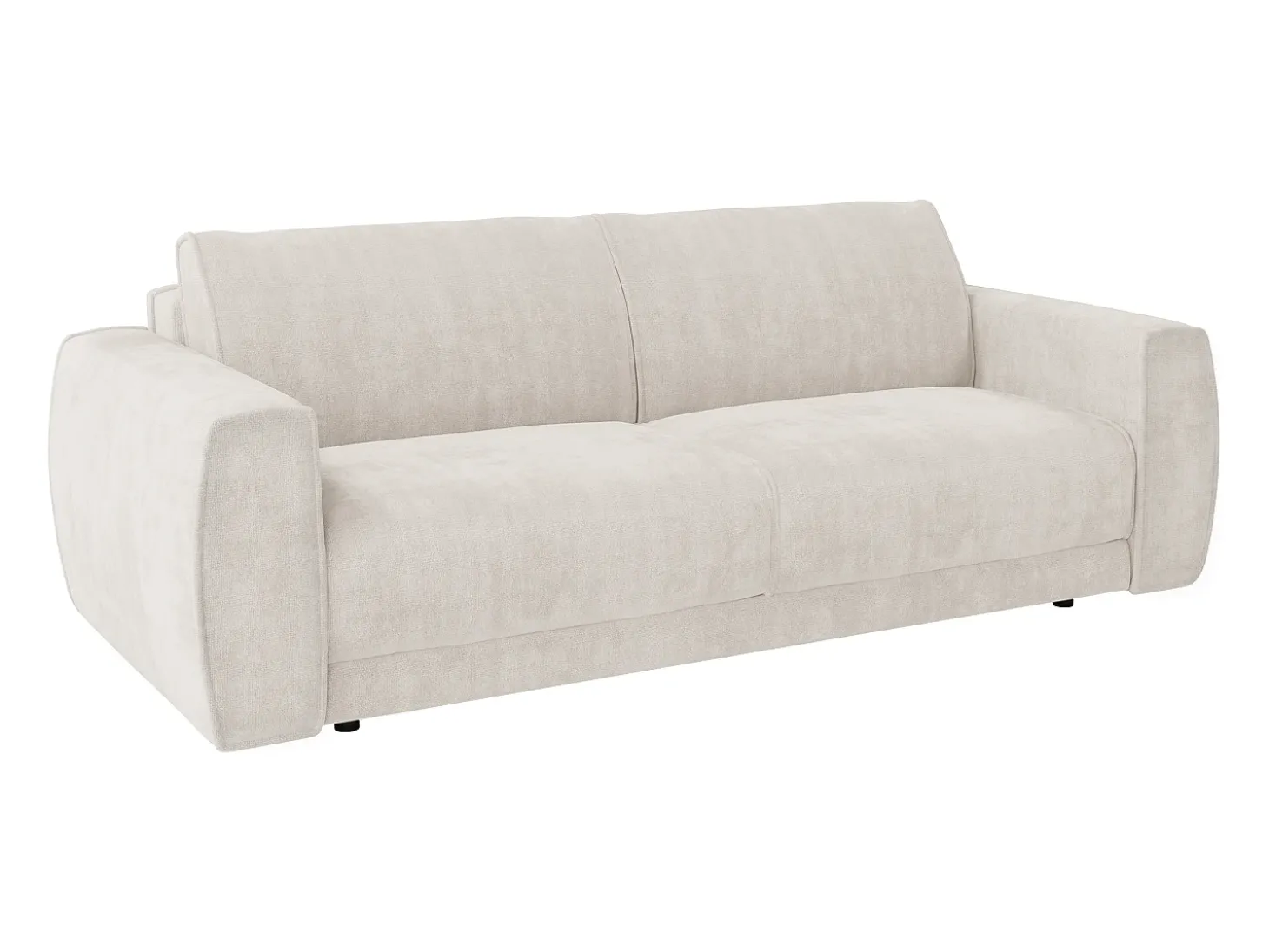Sofá de 3 lugares conversível express em tecido chenille bege 140 cm colchão 13 cm VOMERA
