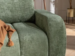 Sofá de 3 lugares conversível em tecido chenille verde TALIVO