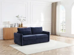 Sofá de 3 lugares conversível expresso em tecido texturizado azul - Área de dormir 145 cm MALOGU