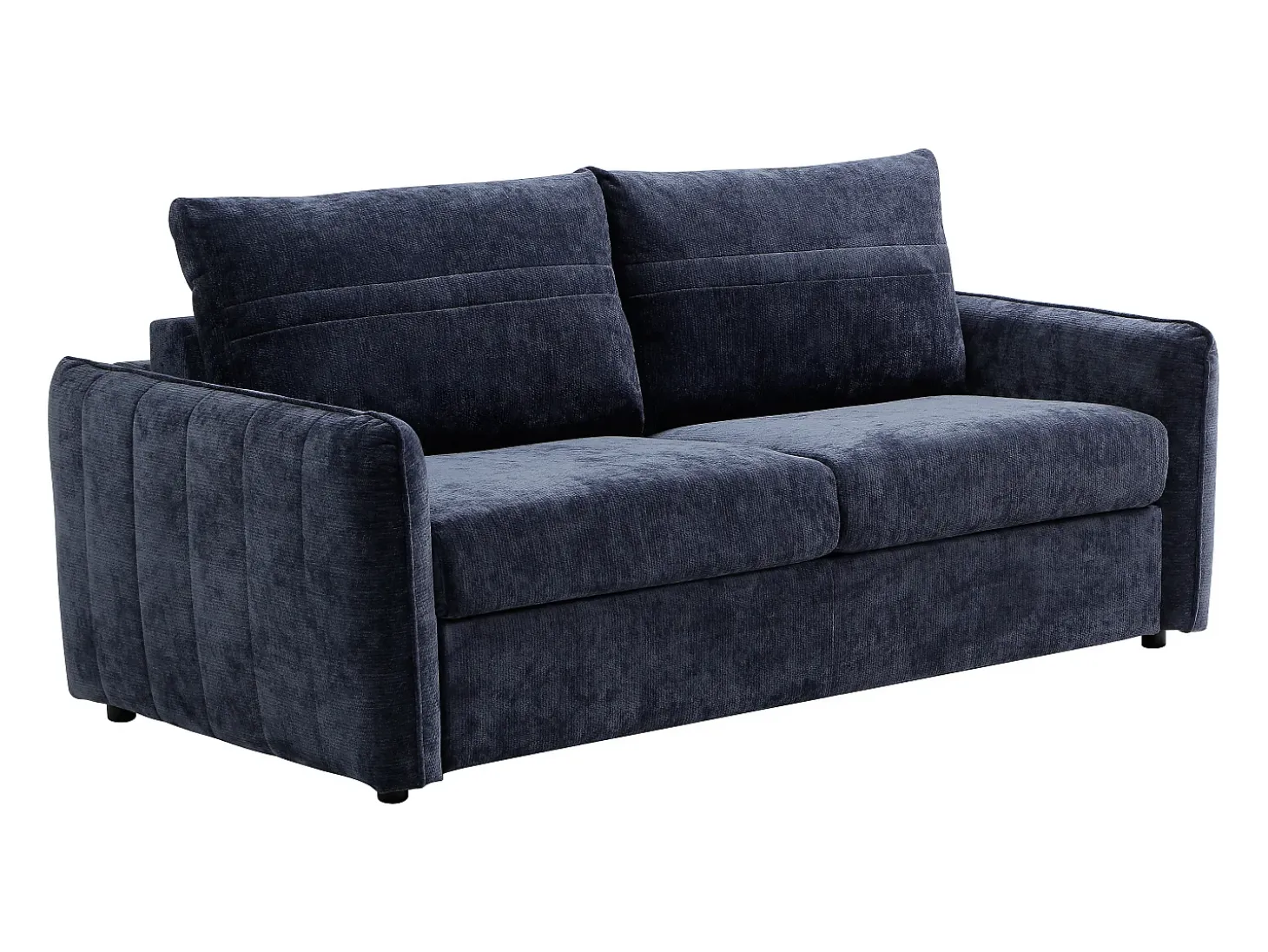 Sofá de 3 lugares conversível expresso em tecido texturizado azul - Área de dormir 145 cm MALOGU