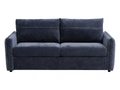 Sofá de 3 lugares conversível expresso em tecido texturizado azul - Área de dormir 145 cm MALOGU