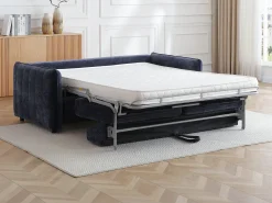 Sofá de 3 lugares conversível expresso em tecido texturizado azul - Área de dormir 145 cm MALOGU