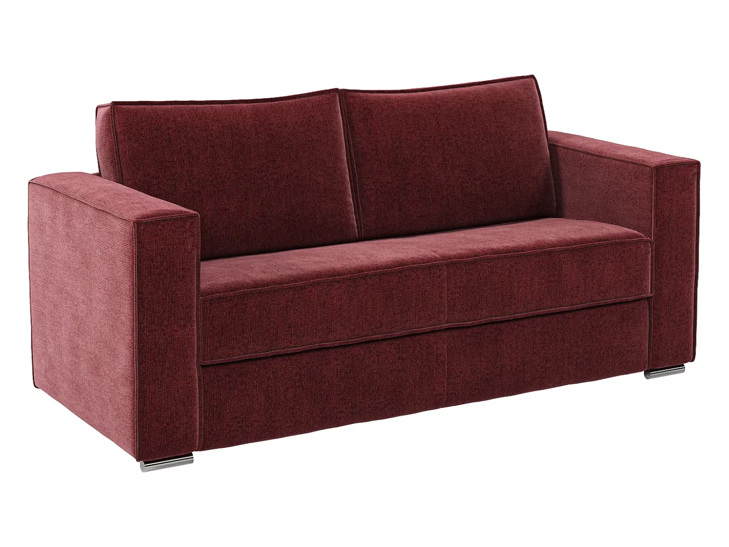 Sofá de 4 lugares conversível abertura rápida em tecido chenille bordeaux área de dormir 160cm - 22cm LORETO