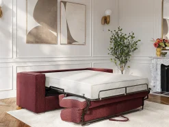 Sofá de 4 lugares conversível abertura rápida em tecido chenille bordeaux área de dormir 160cm - 22cm LORETO