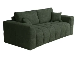 Sofá de 4 lugares conversível abertura rápida tecido bouclé verde colchão 16 cm ISSORO