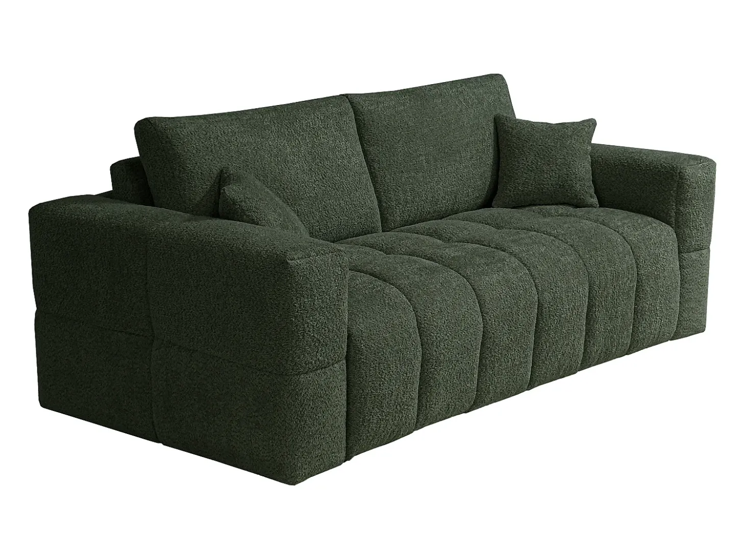 Sofá de 4 lugares conversível abertura rápida tecido bouclé verde colchão 16 cm ISSORO