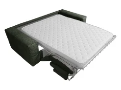 Sofá de 4 lugares conversível abertura rápida tecido bouclé verde colchão 13 cm ISSORO