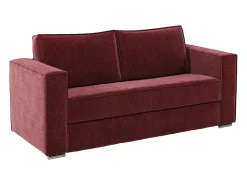 Sofá de 3 lugares conversível abertura rápida em tecido chenille bordeaux ripas largas -22cm LORETO