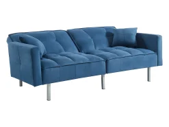 Sofá de 3 lugares convertível clic-clac tecido azul MINEY