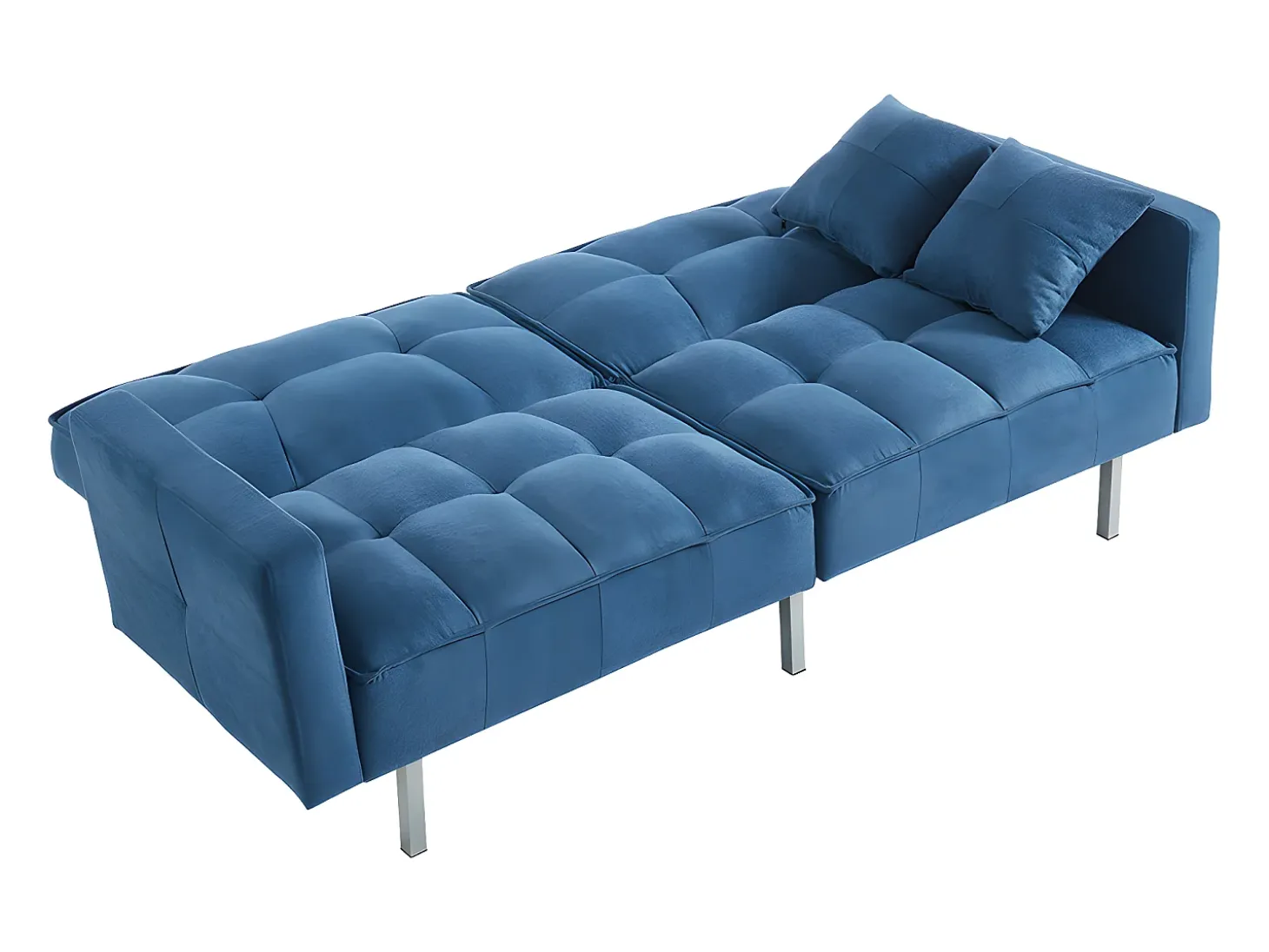 Sofá de 3 lugares convertível clic-clac tecido azul MINEY