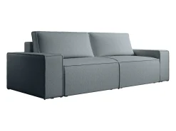 Sofá de 4 lugares convertível veludo texturizado azul AMELIA
