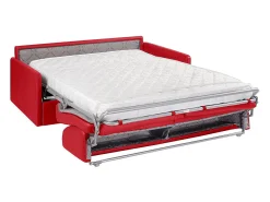 Sofá de 4 lugares convertível de abertura rápida em pele sintética vermelho colchão de espuma de 14 cm - CALIFE