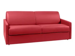 Sofá de 4 lugares convertível de abertura rápida em pele sintética vermelho colchão de espuma de 14 cm - CALIFE
