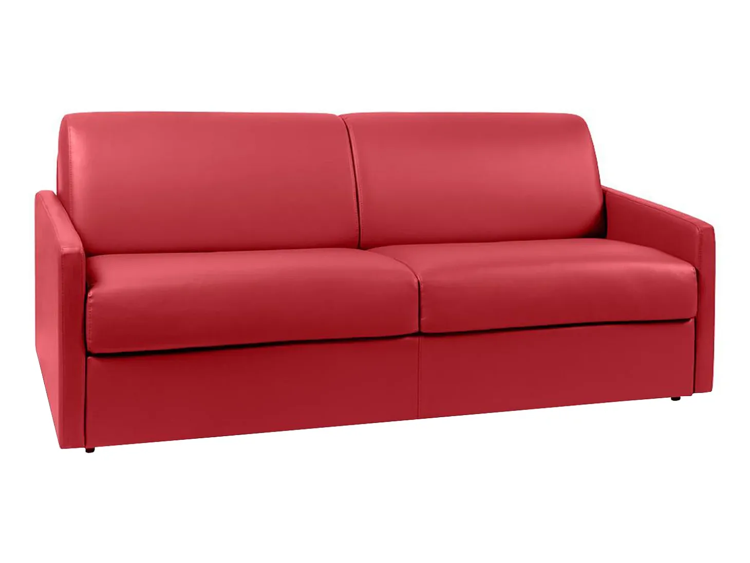 Sofá de 4 lugares convertível de abertura rápida em pele sintética vermelho colchão de espuma de 14 cm - CALIFE