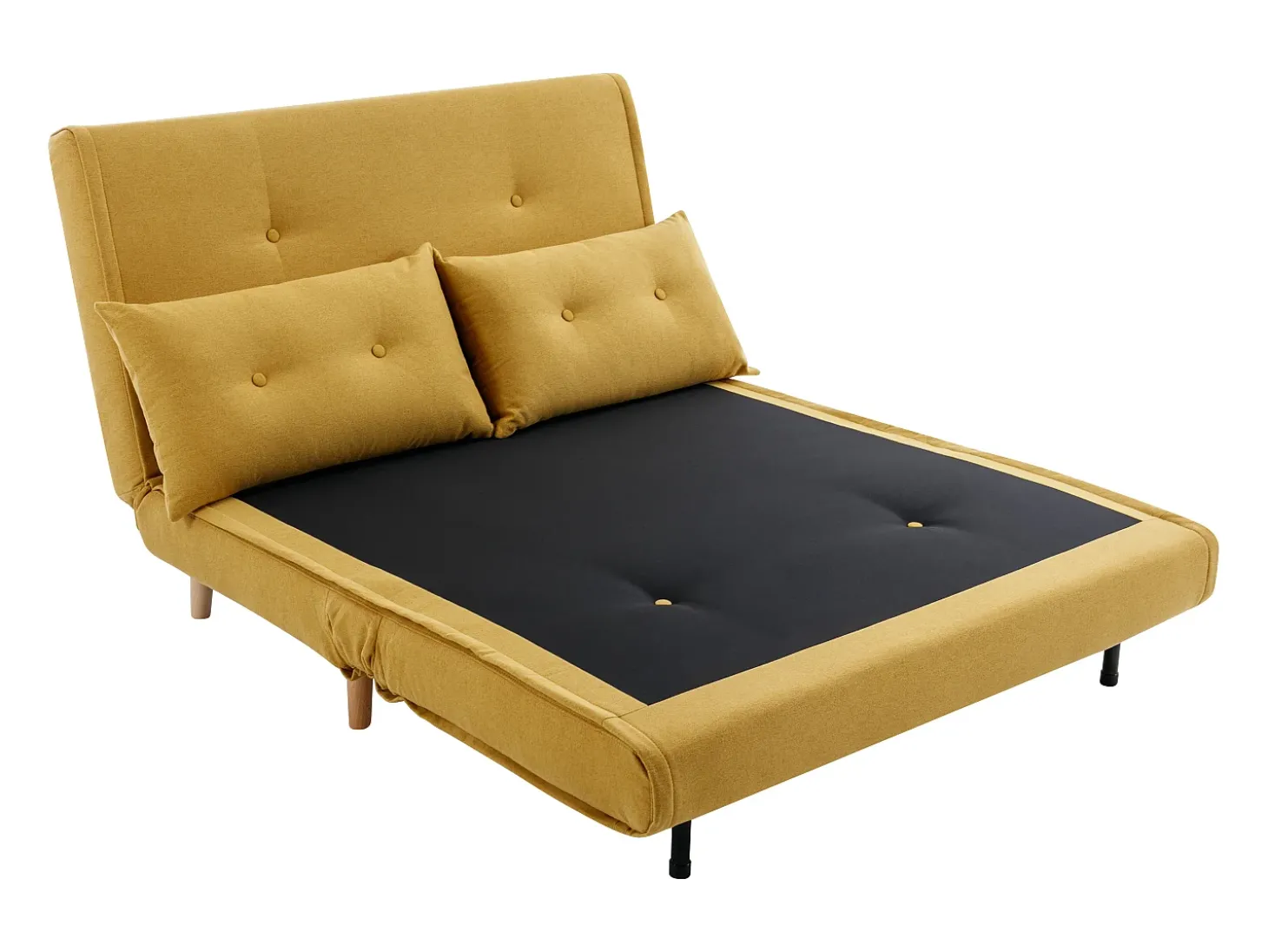 Sofá de 2 lugares convertível tecido amarelo mostarda estilo habitat jovem URIBIA
